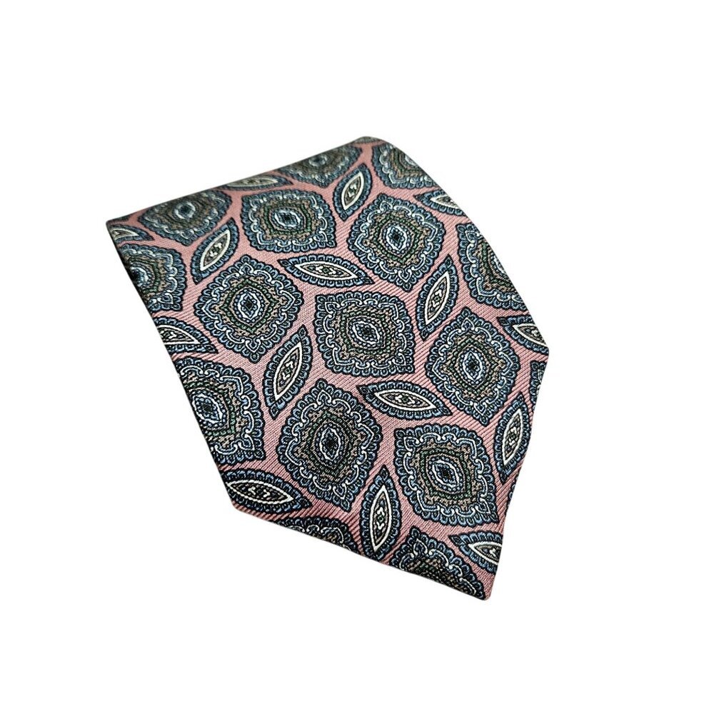 Oscar De La Renta Couture Collection Silk Tie With‎ Geometric Paisley Pattern In